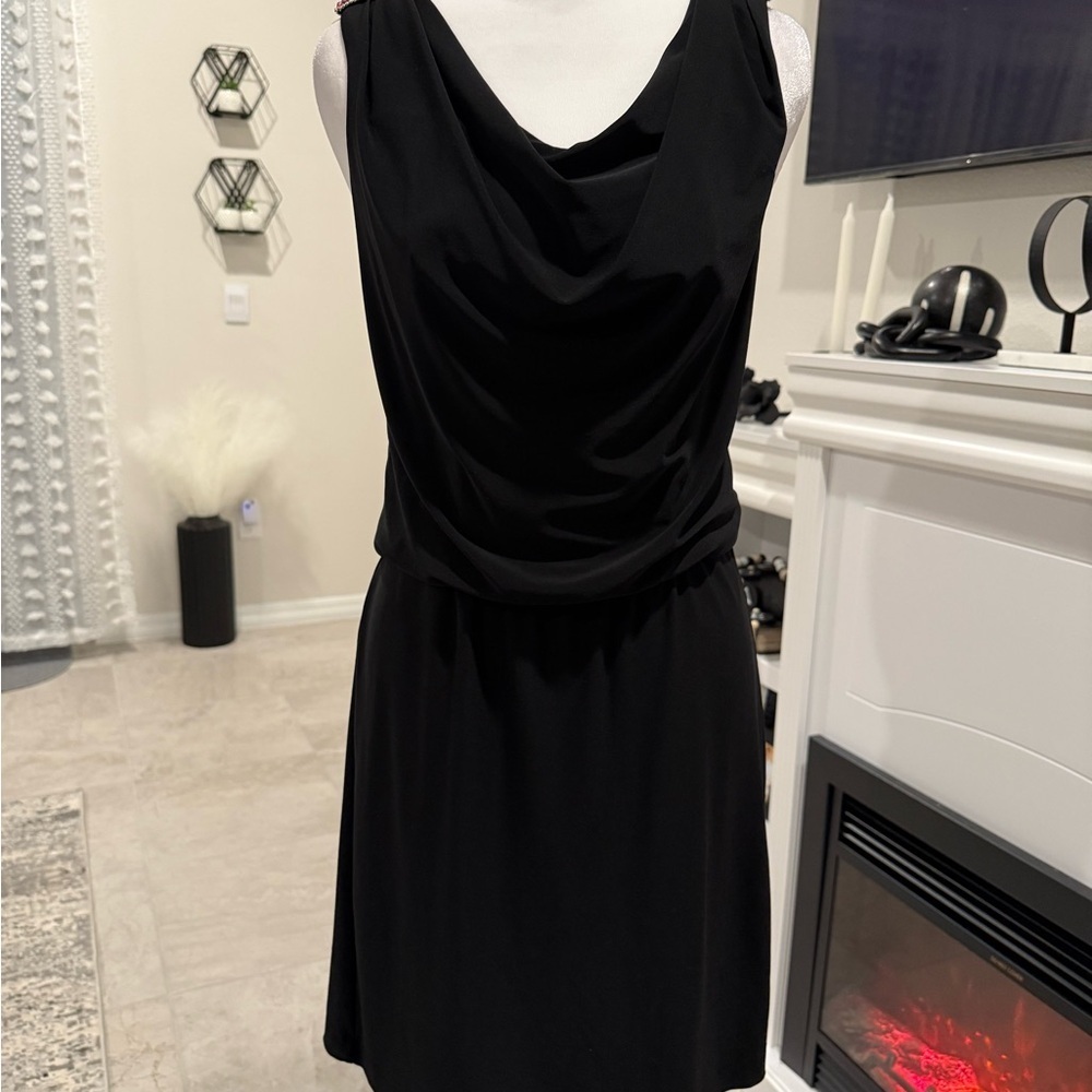 White House Black Market Black Cowl Neck Sheath Dress Size 00